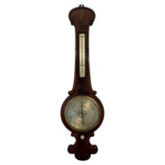 Antico barometro banjo in mogano di qualità vittoriana