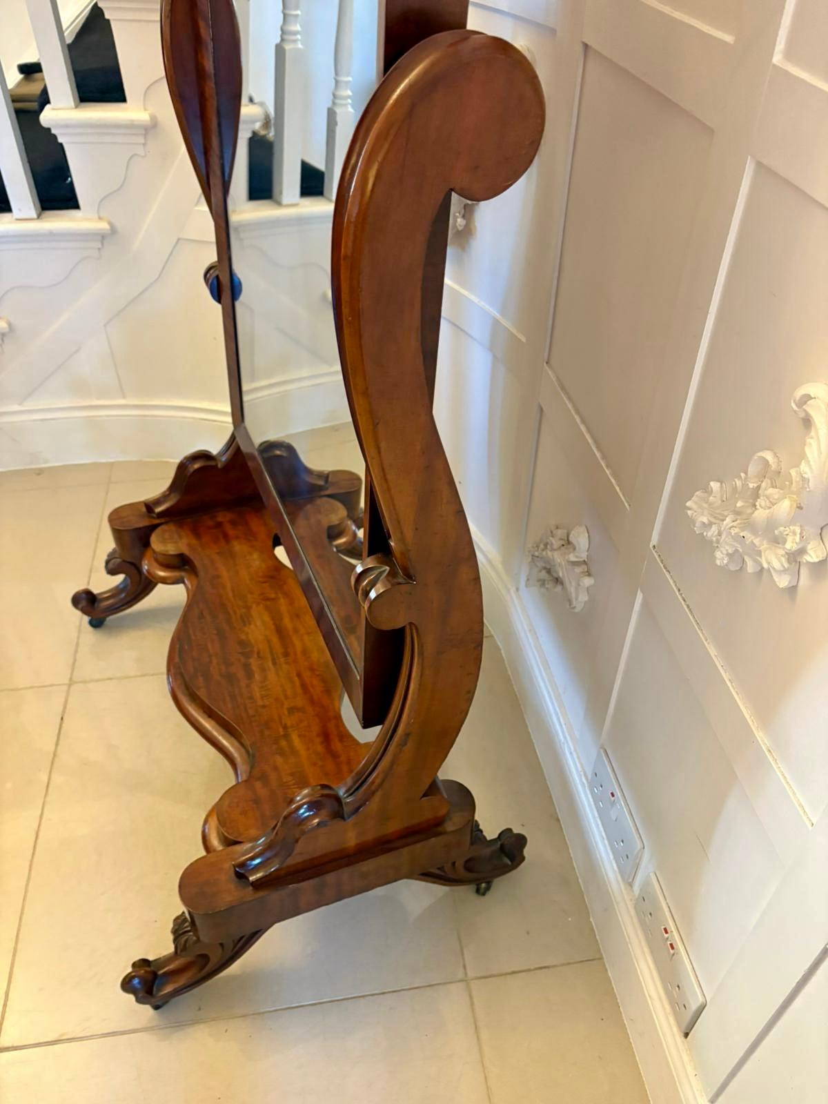 Antique Victorian Quality Mahogany Cheval Mirror For Sale 1