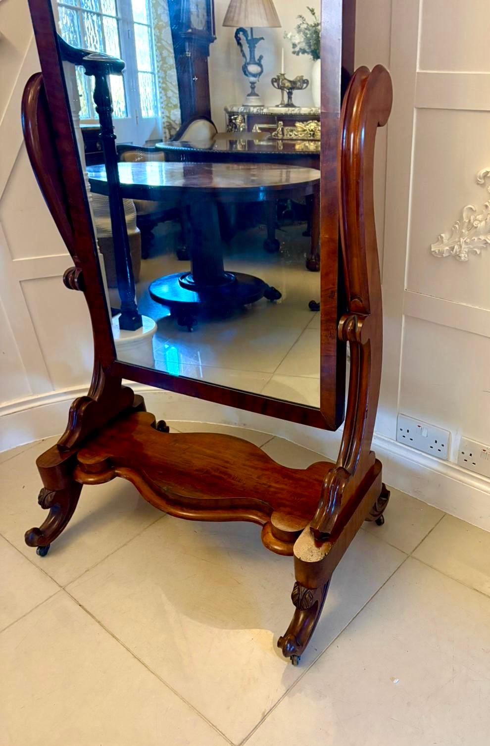Antique Victorian Quality Mahogany Cheval Mirror For Sale 2