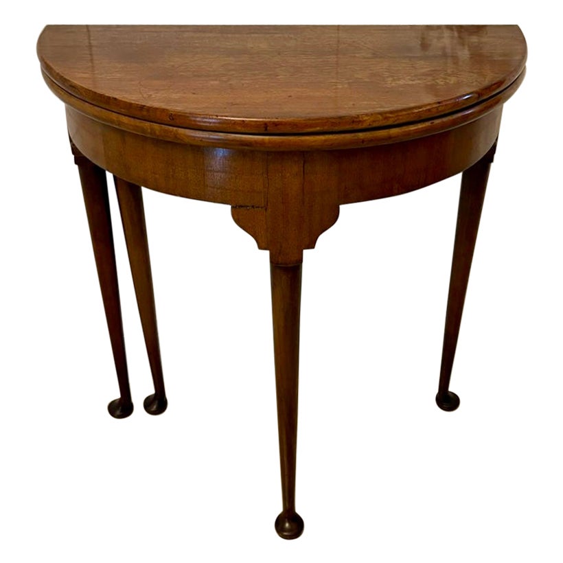 Antique Victorian Quality Mahogany Demi Lune Shaped Card Table