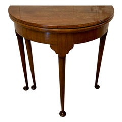 Antigua mesa de cartas de caoba de calidad victoriana en forma de Demi Lune