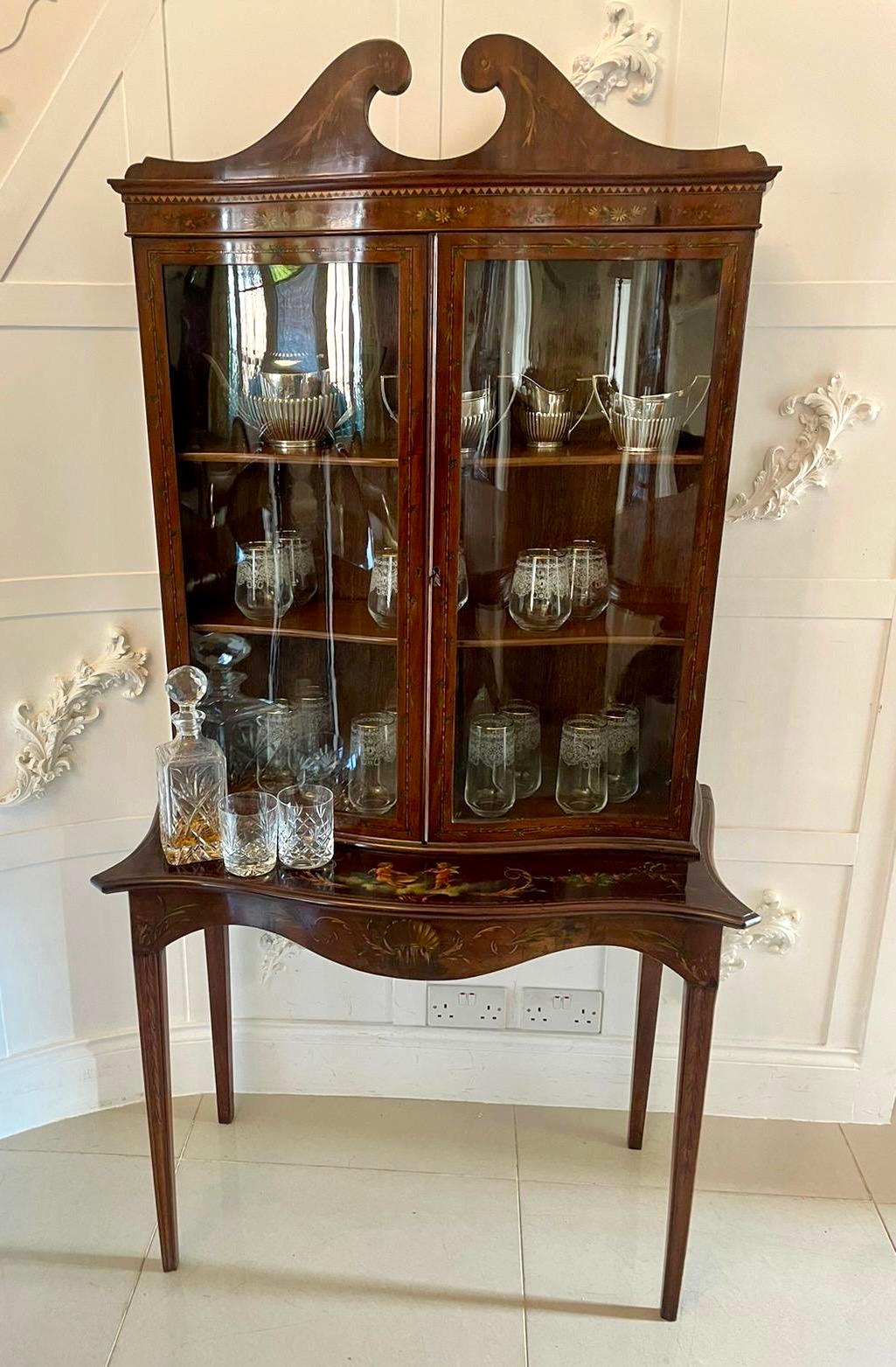 English Antique Victorian Quality Mahogany Display Cabinet  For Sale