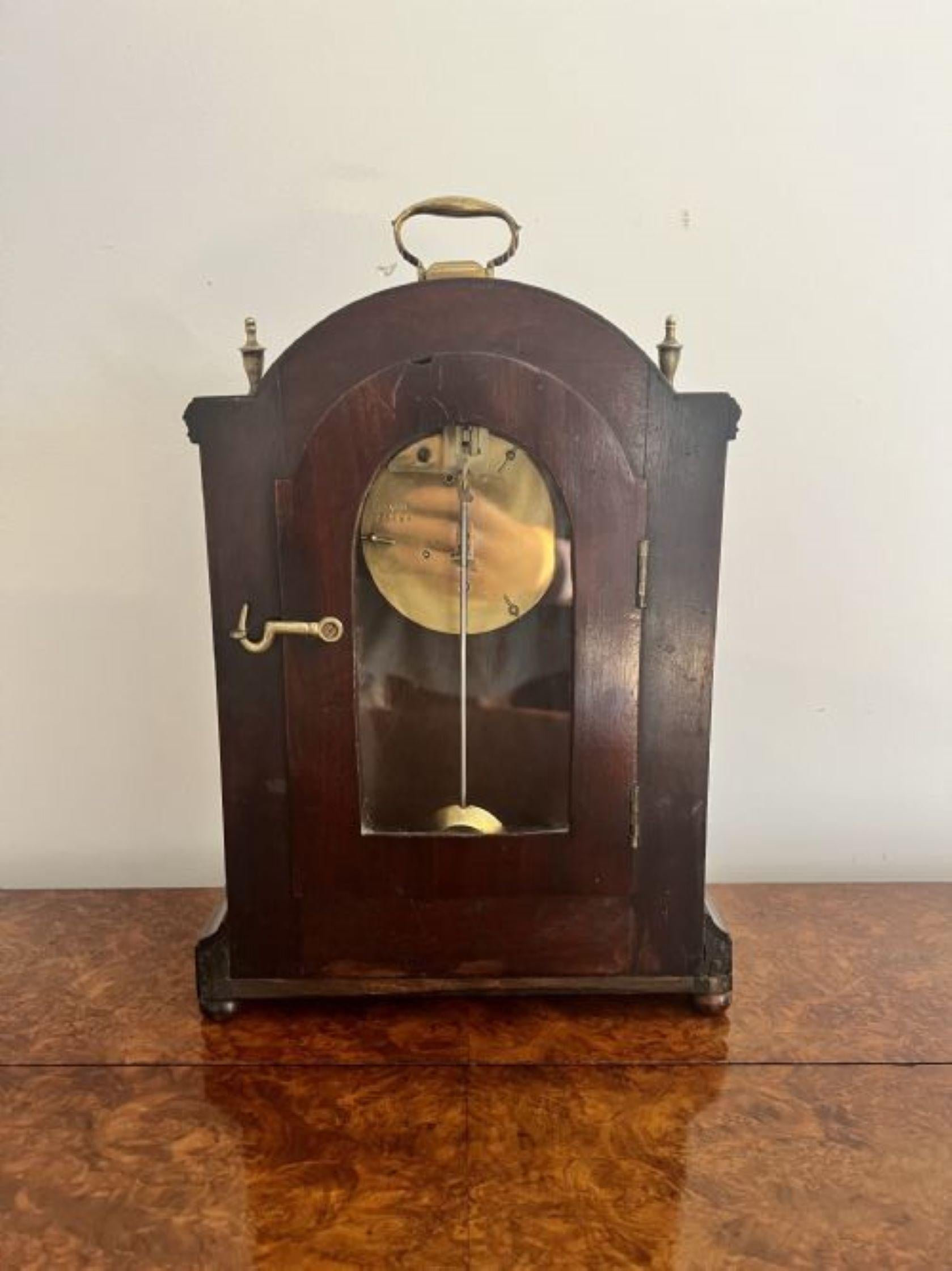 19th Century Antique Victorian quality mahogany inlaid bracket clock For Sale