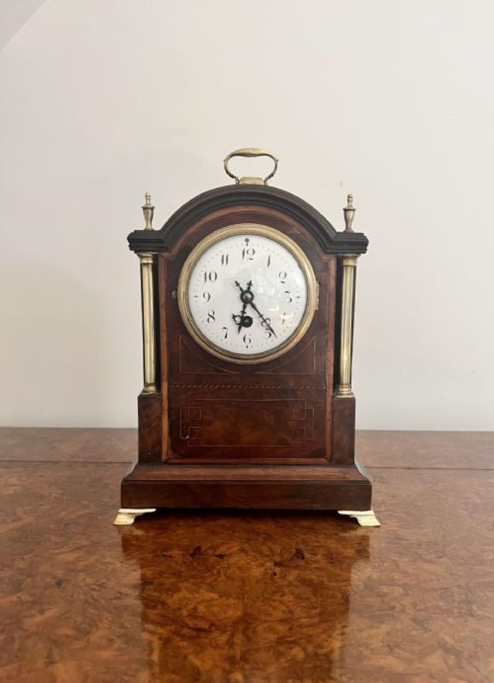 Mahogany Antique Victorian quality mahogany inlaid bracket clock For Sale