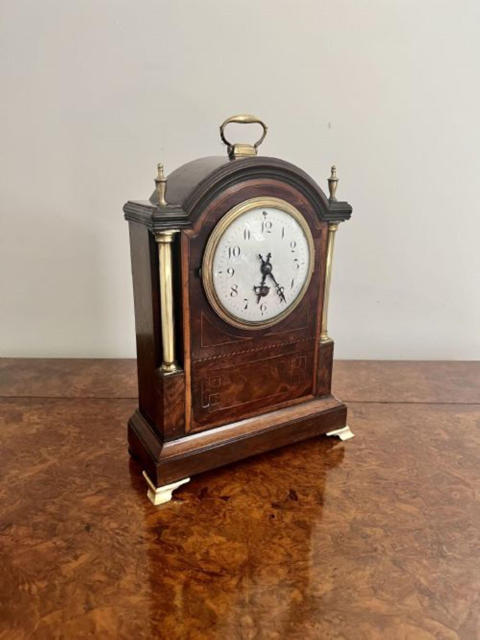 Antique Victorian quality mahogany inlaid bracket clock For Sale 1