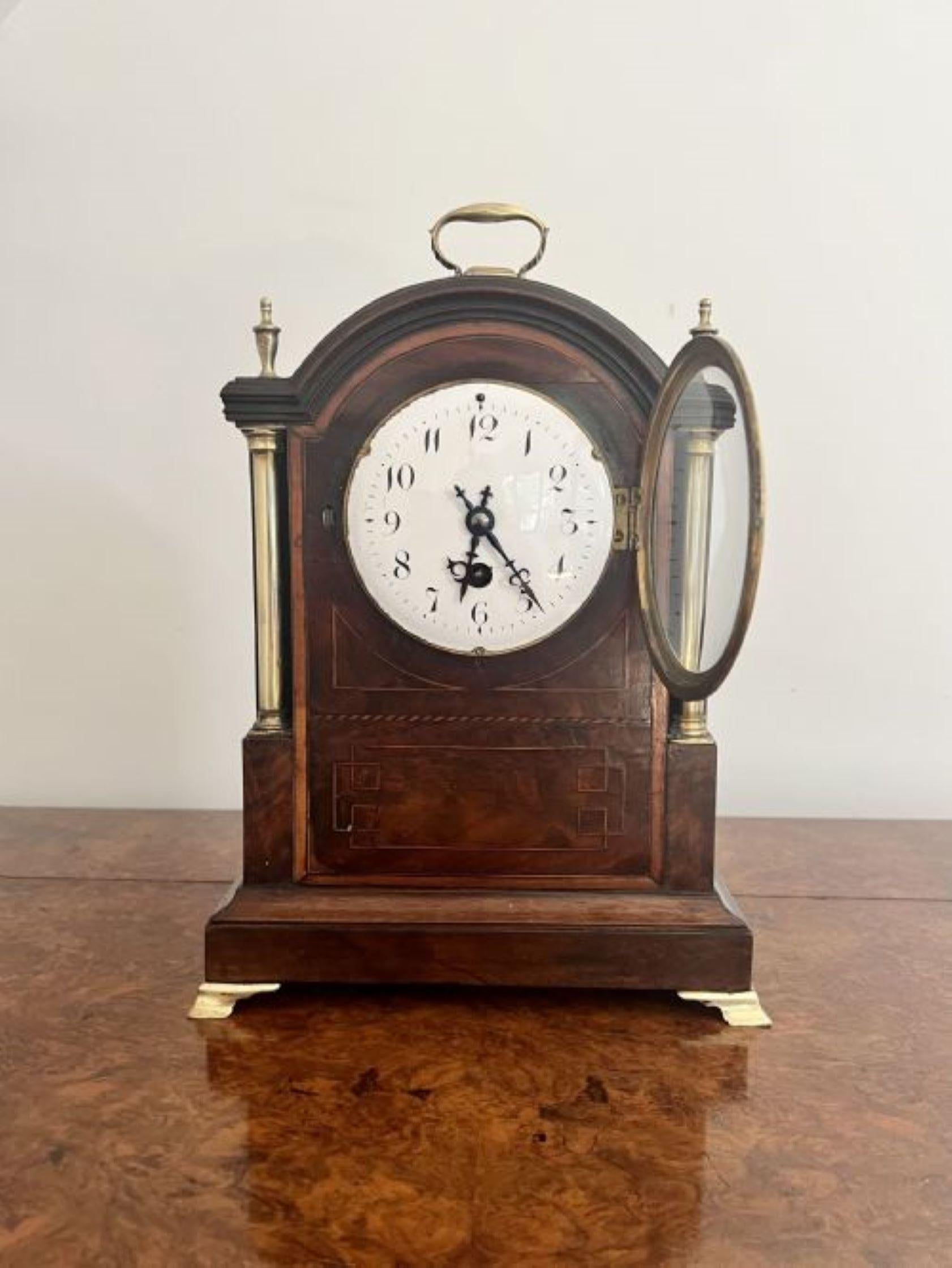 Antique Victorian quality mahogany inlaid bracket clock For Sale 2