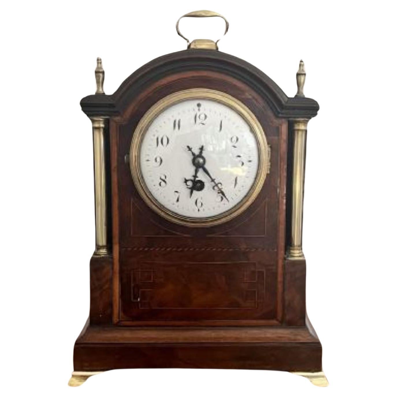 Antique Victorian quality mahogany inlaid bracket clock