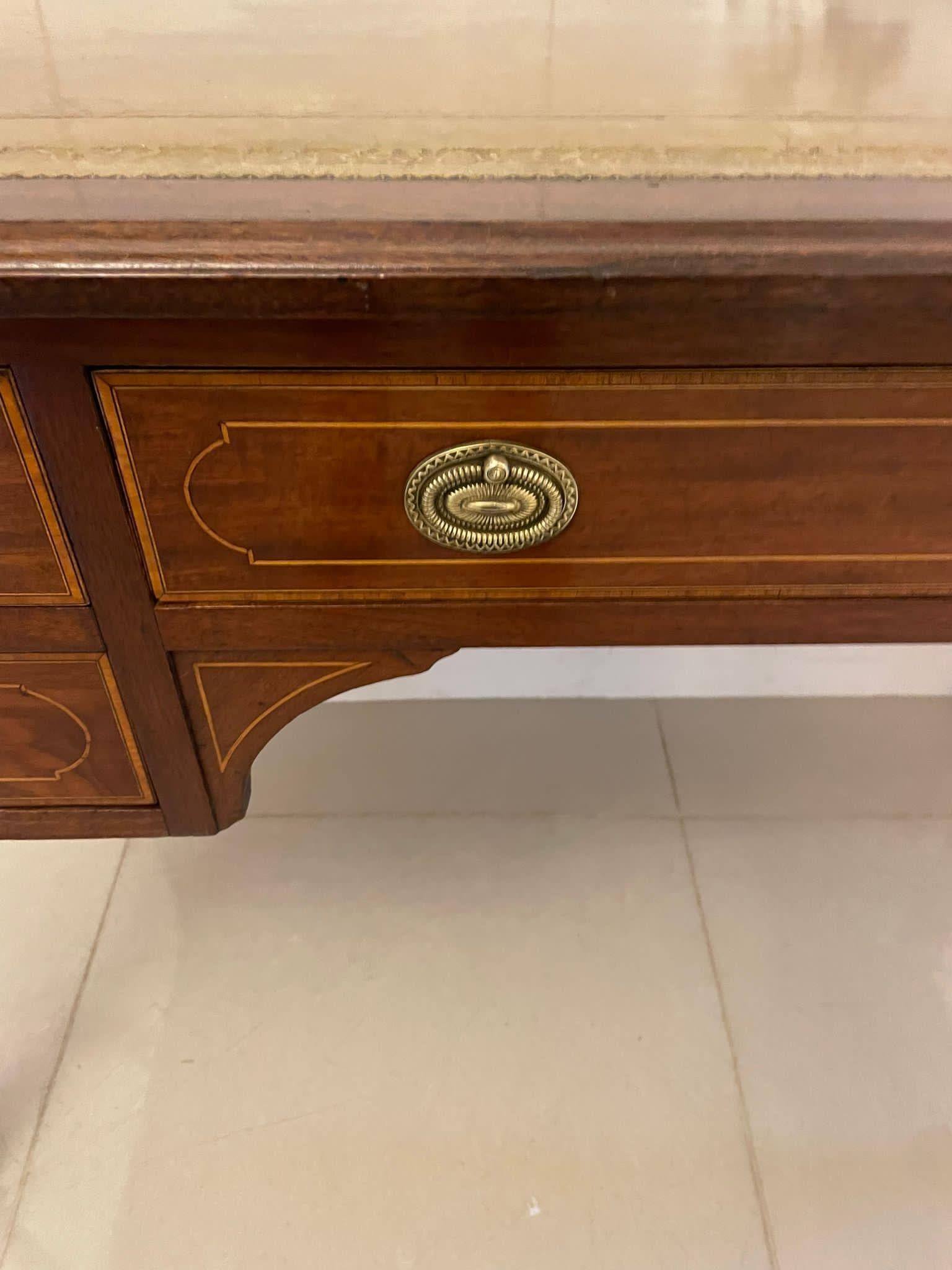 English Antique Victorian Quality Mahogany Inlaid Writing Desk 