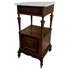 Ancienne armoire de chevet victorienne en acajou avec plateau en marbre