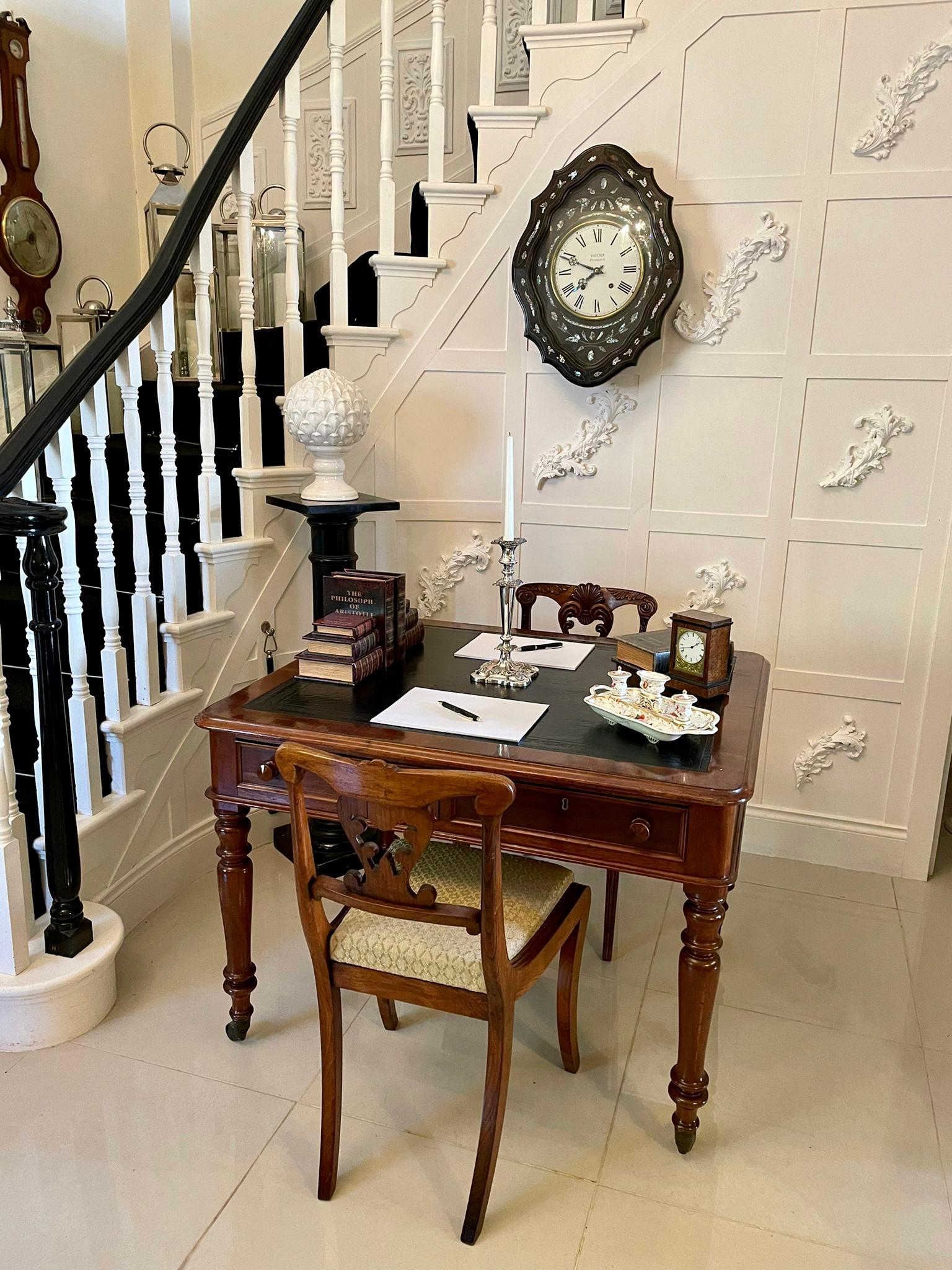 Antique Victorian Quality Mahogany Partner Writing Desk 8