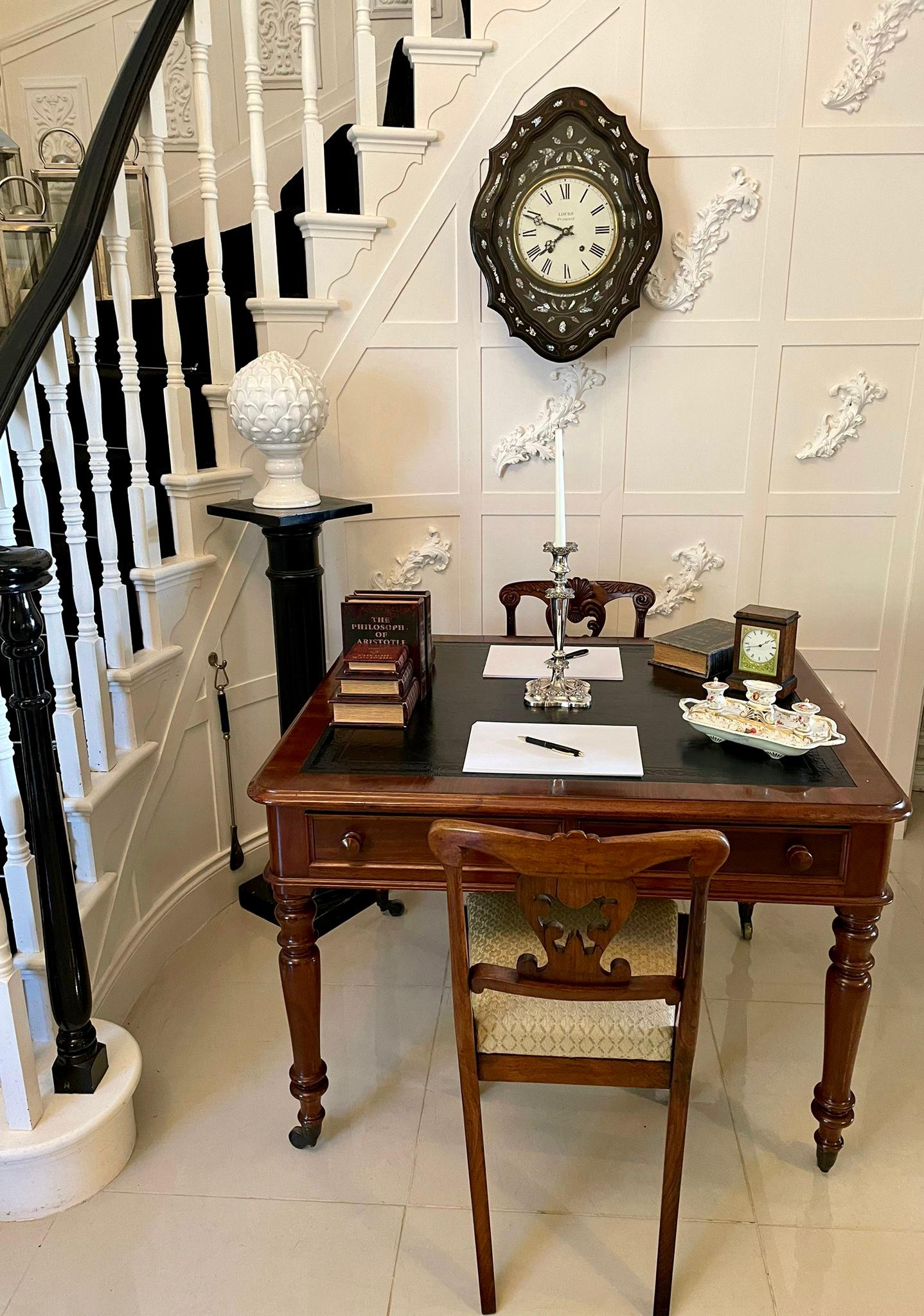 Antique Victorian Quality Mahogany Partner Writing Desk 9