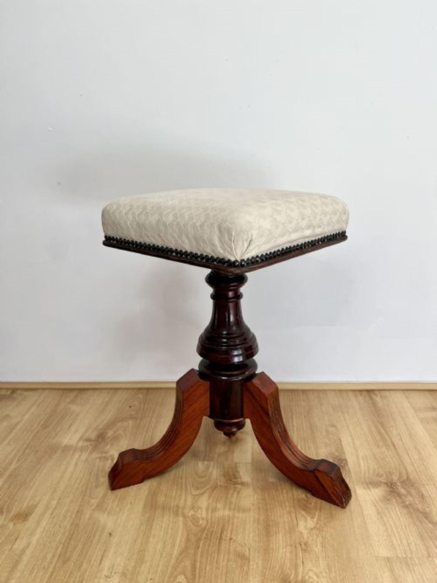 19th Century Antique Victorian quality mahogany revolving piano stool  For Sale