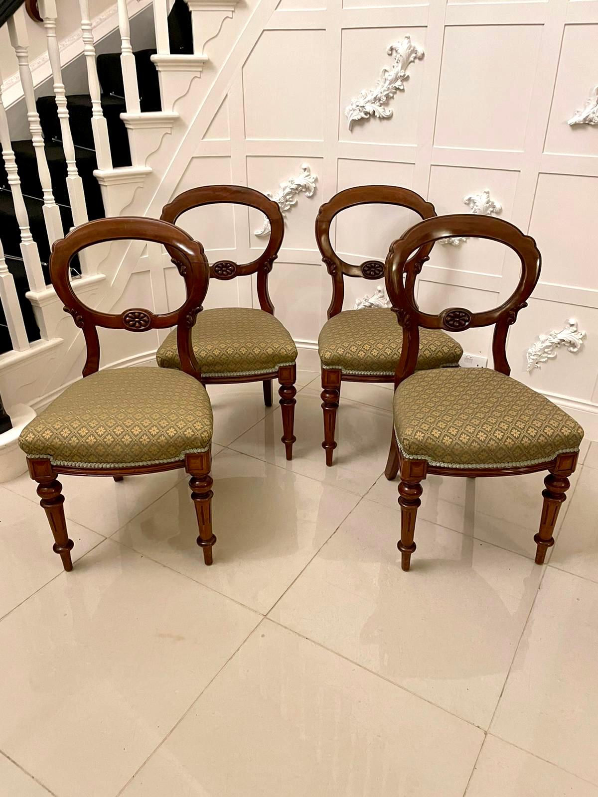 English Antique Victorian Quality Mahogany Set of Four Balloon Back Chairs