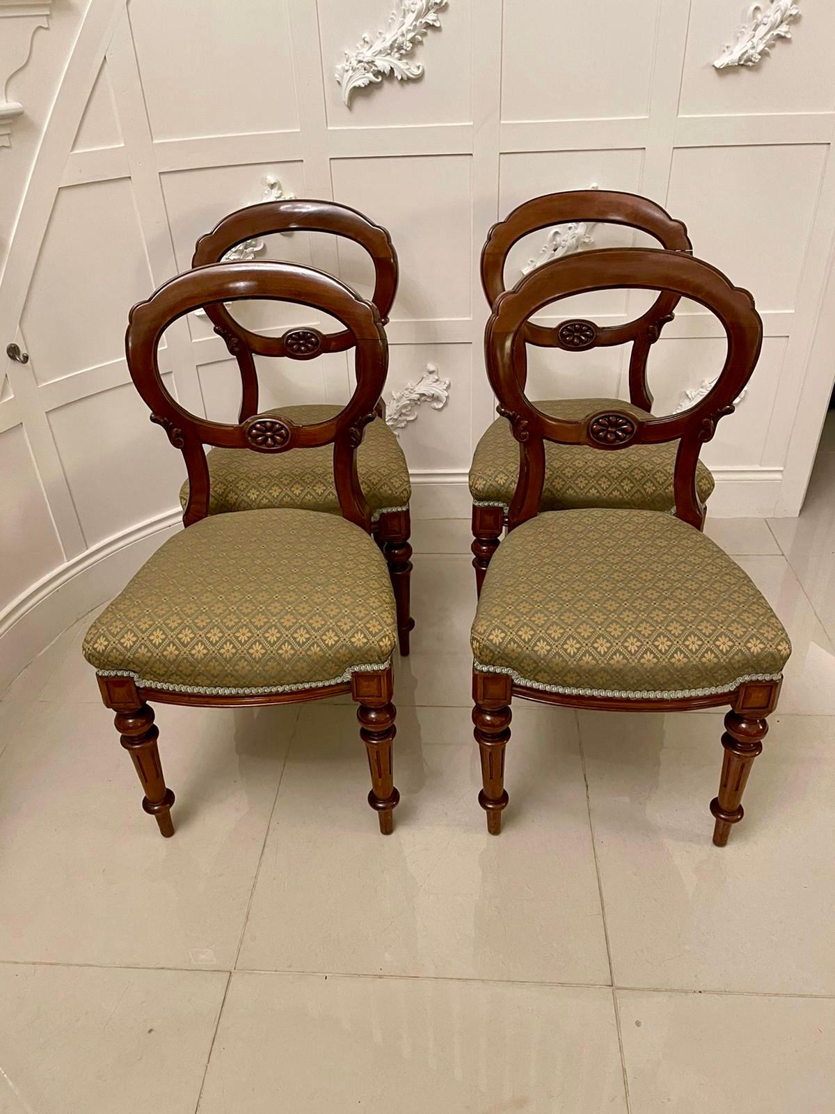 Antique Victorian Quality Mahogany Set of Four Balloon Back Chairs In Good Condition In Suffolk, GB