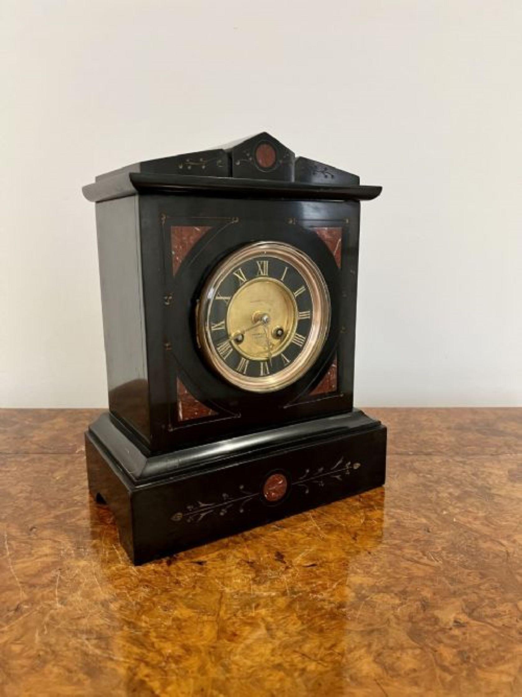 Brass Antique Victorian quality marble clock For Sale