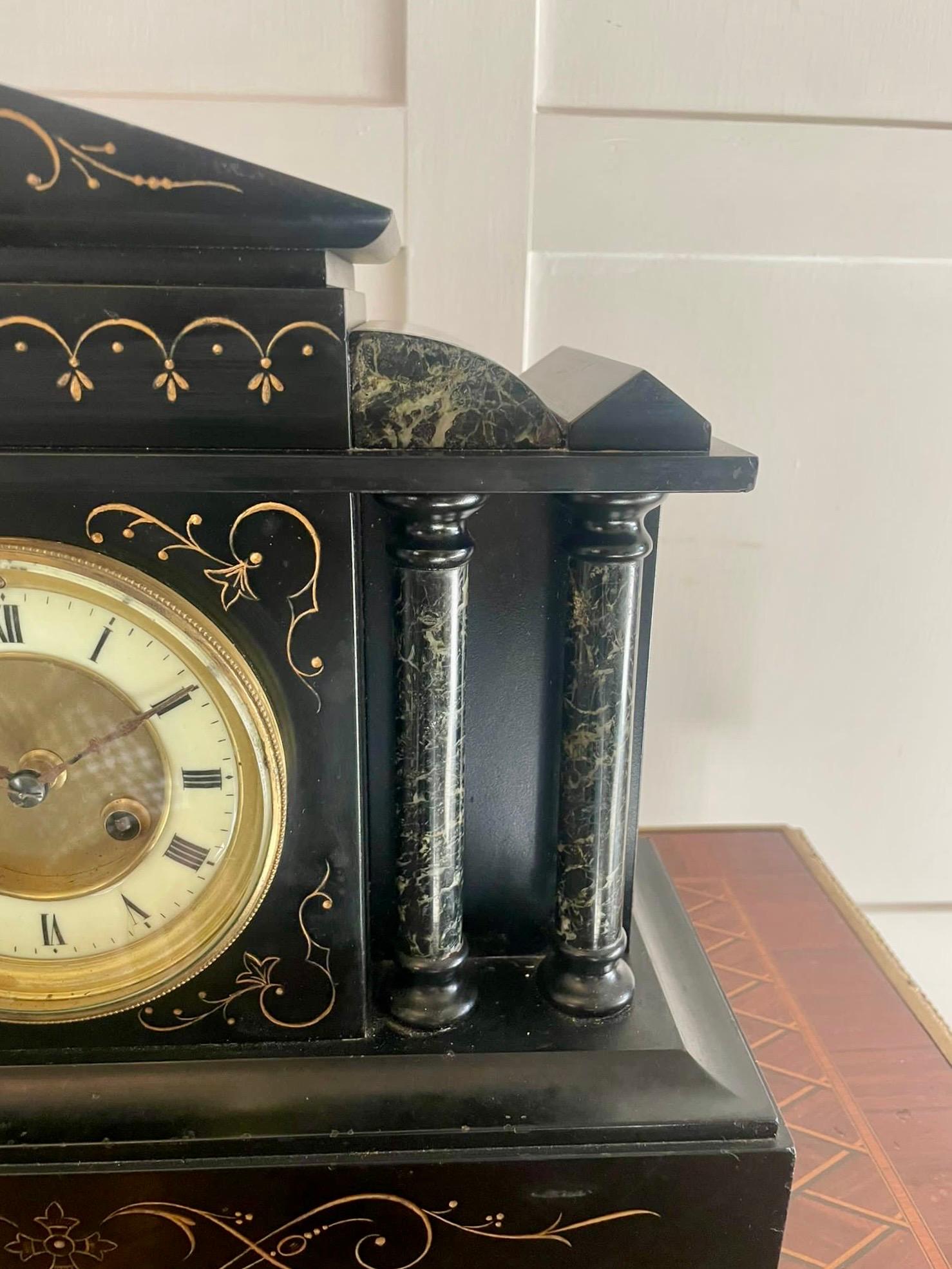 19th Century Antique Victorian Quality Marble Mantle Clock  For Sale