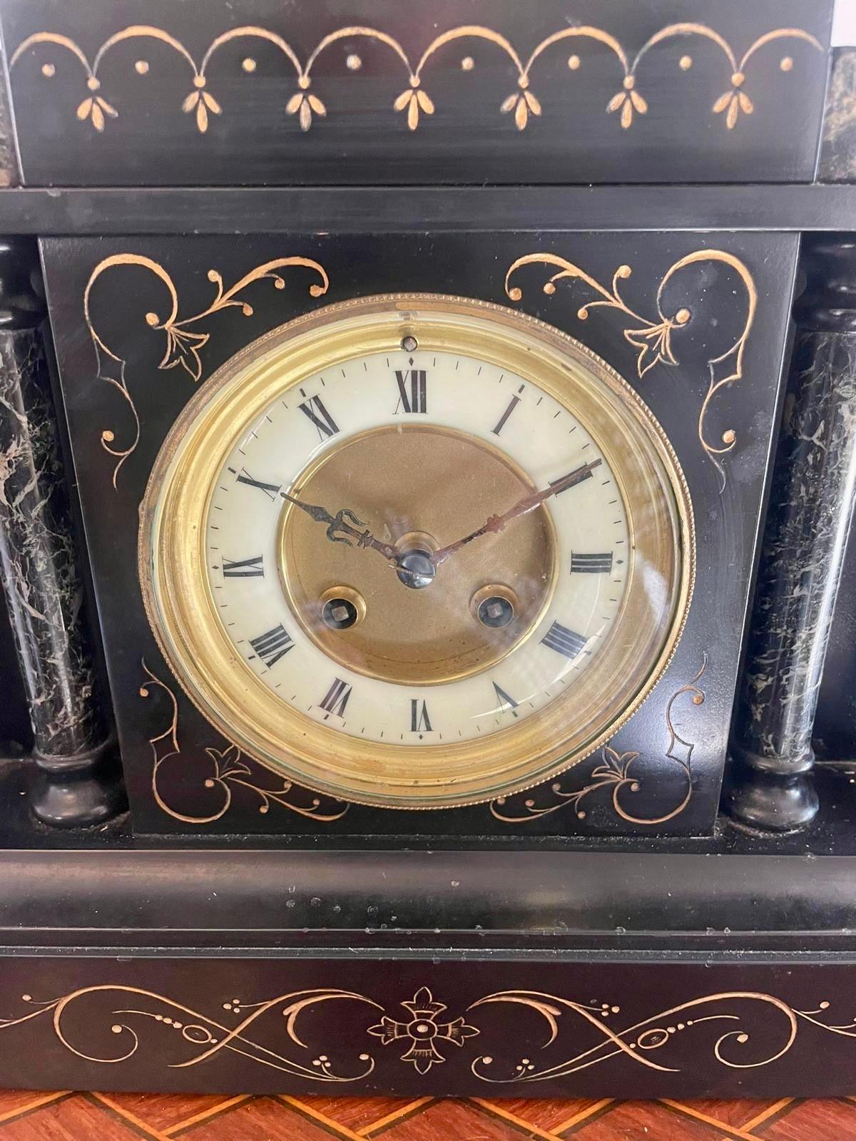 Antiguo reloj de manto de mármol de calidad victoriana 1