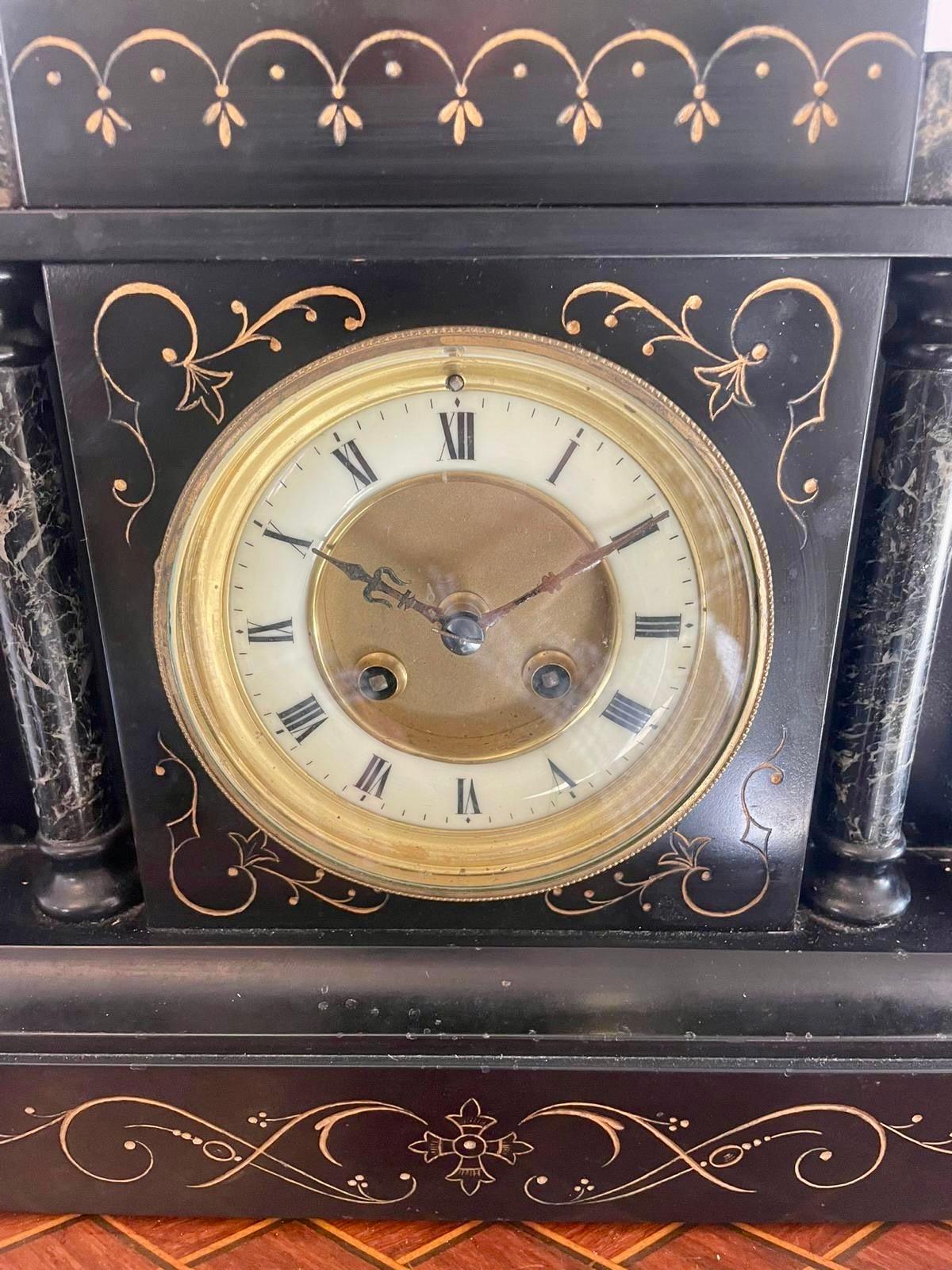 Antique Victorian Quality Marble Mantle Clock  For Sale 3