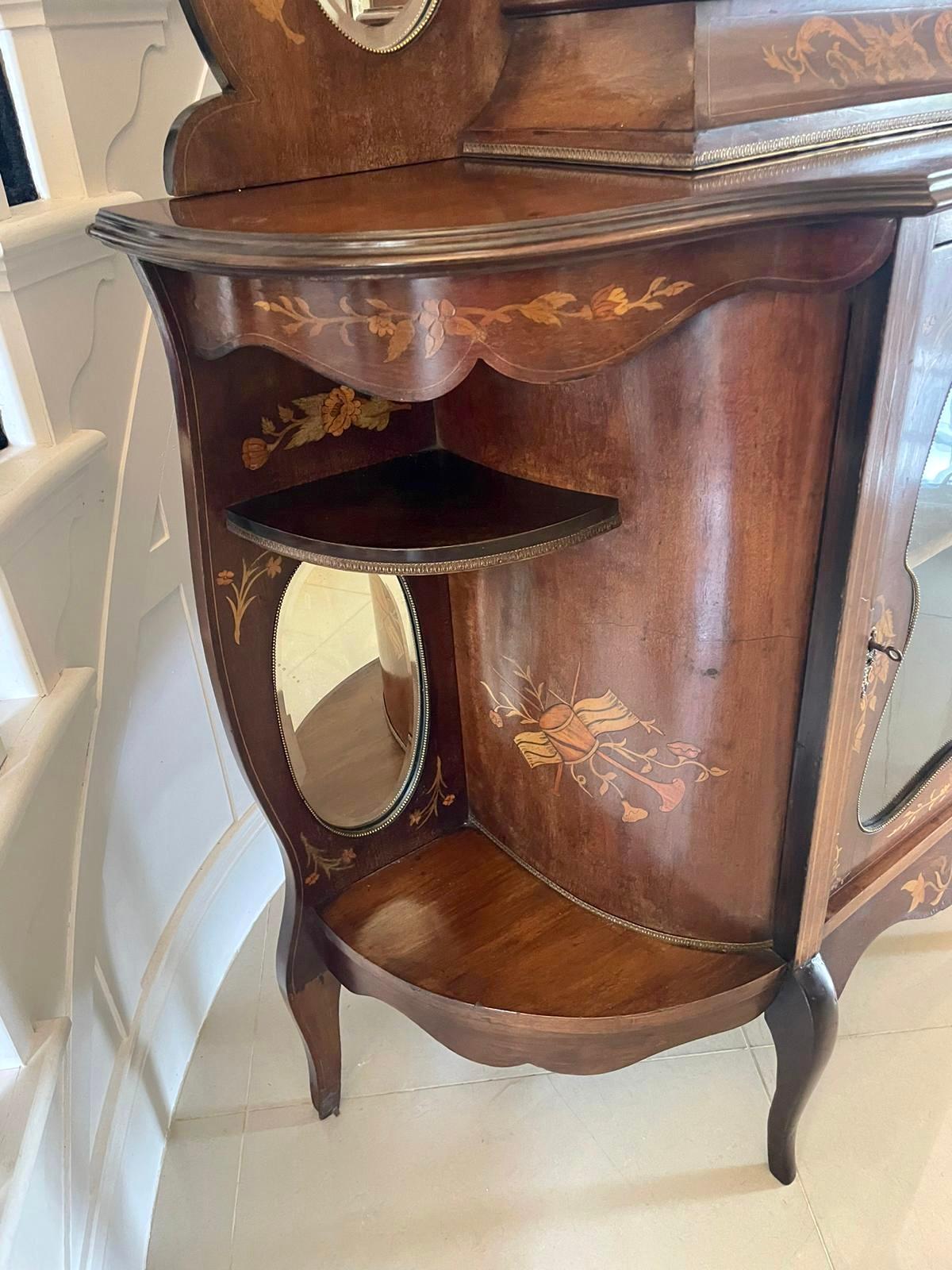 Antique Victorian Quality Marquetry Inlaid Mahogany Display Cabinet For Sale 8