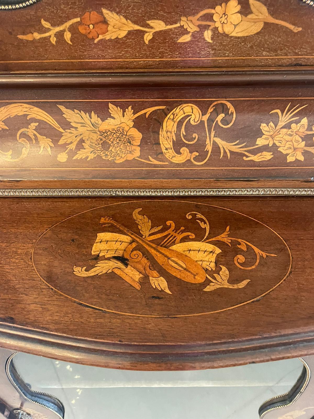 Antique Victorian Quality Marquetry Inlaid Mahogany Display Cabinet For Sale 1