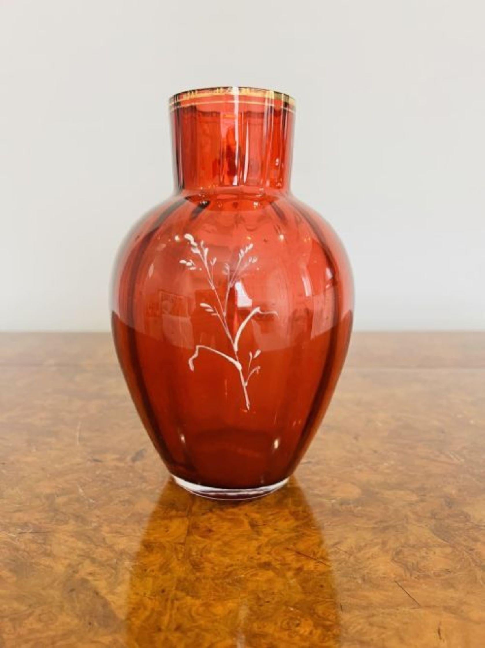19th Century Antique Victorian quality Mary Gregory cranberry glass vase For Sale