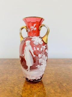 Antique Victorian quality Mary Gregory cranberry vase