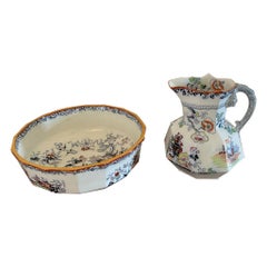 Antique Victorian Quality Masons Ironstone Jug and Bowl Set