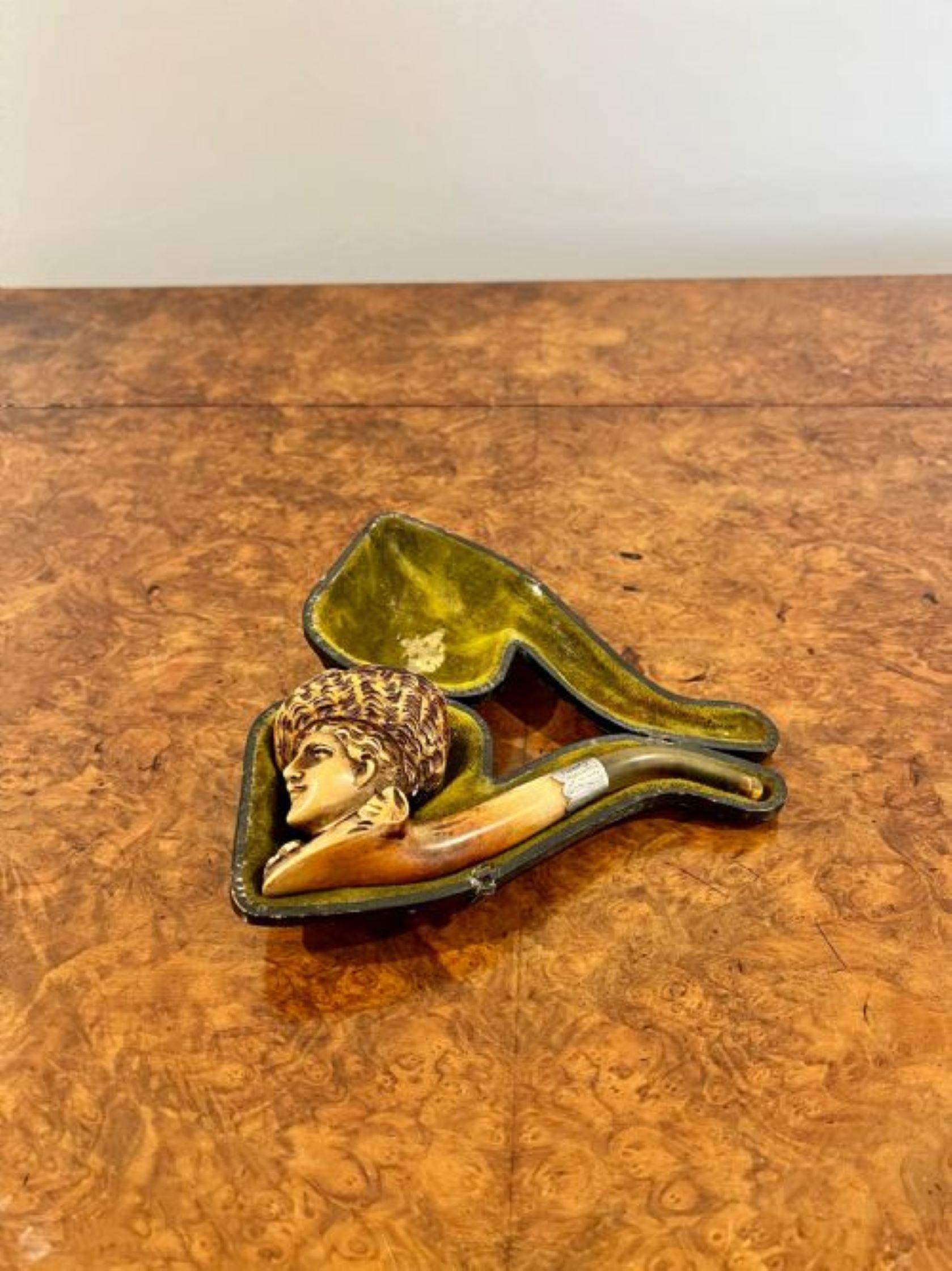 19th Century Antique Victorian quality meerschaum carved pipe  For Sale