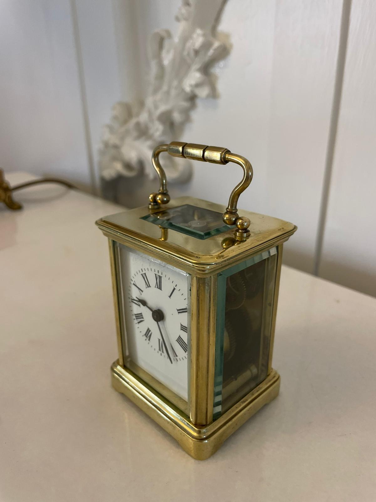 Antike viktorianische Qualität Miniature Messing Kutsche Uhr  (Viktorianisch) im Angebot