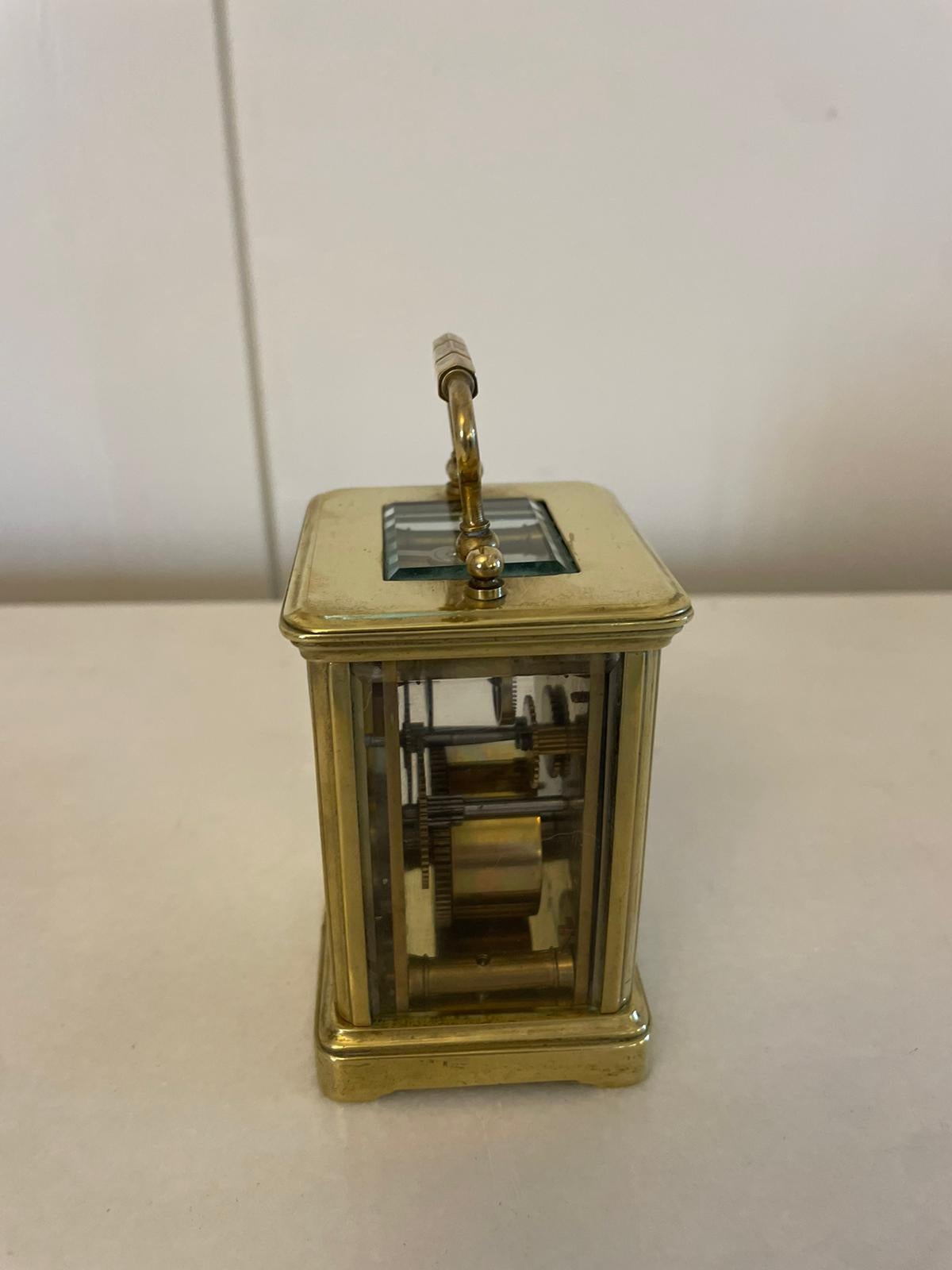 Antike viktorianische Qualität Miniature Messing Kutsche Uhr  im Zustand „Gut“ im Angebot in Suffolk, GB