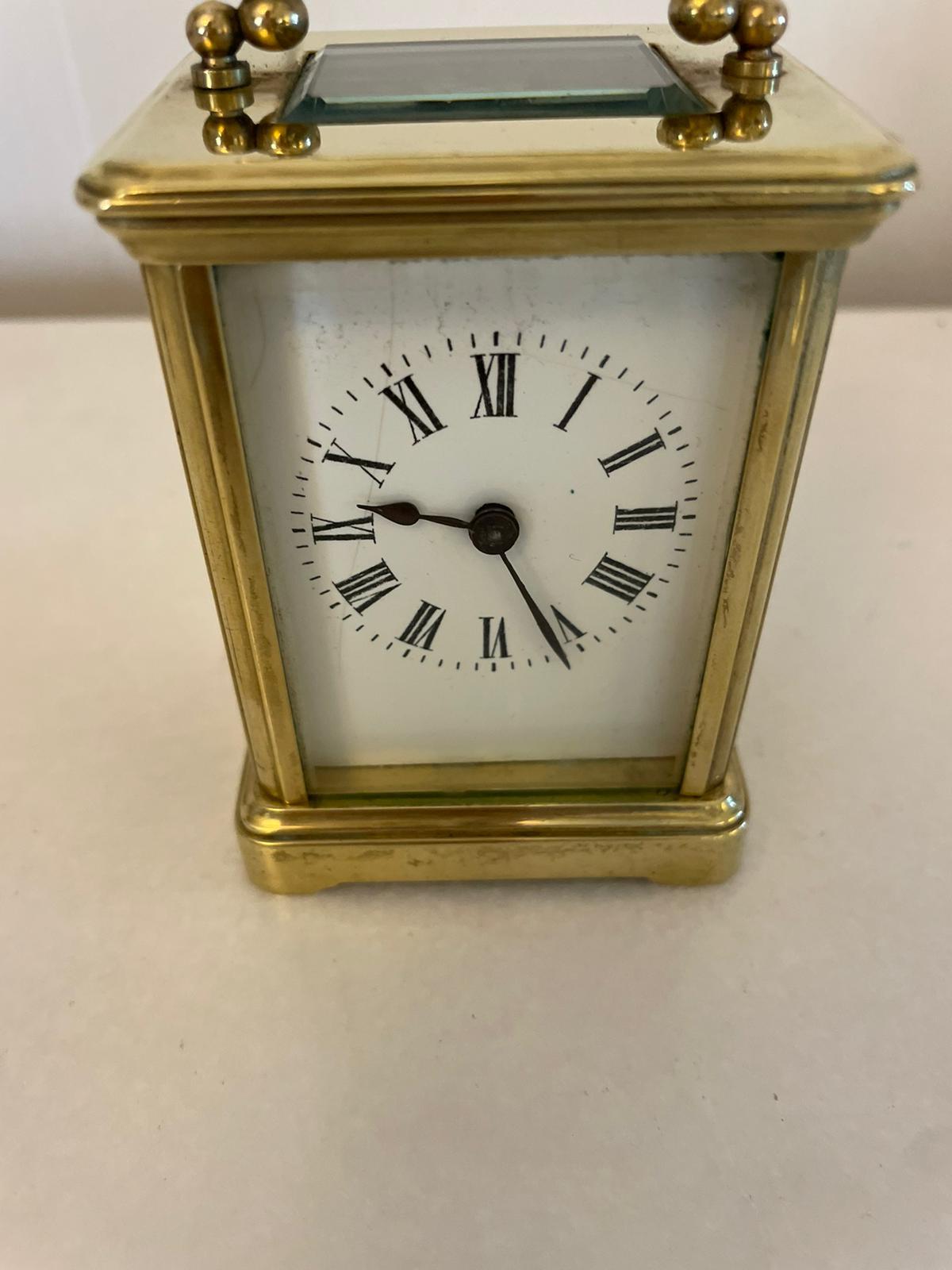 Antique Victorian Quality Miniature Brass Carriage Clock  For Sale 1