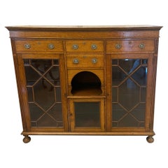Antique Victorian Quality Oak Display Cabinet