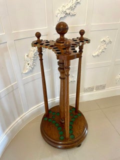 Antique Victorian Quality Oak Revolving Snooker Cue Stand