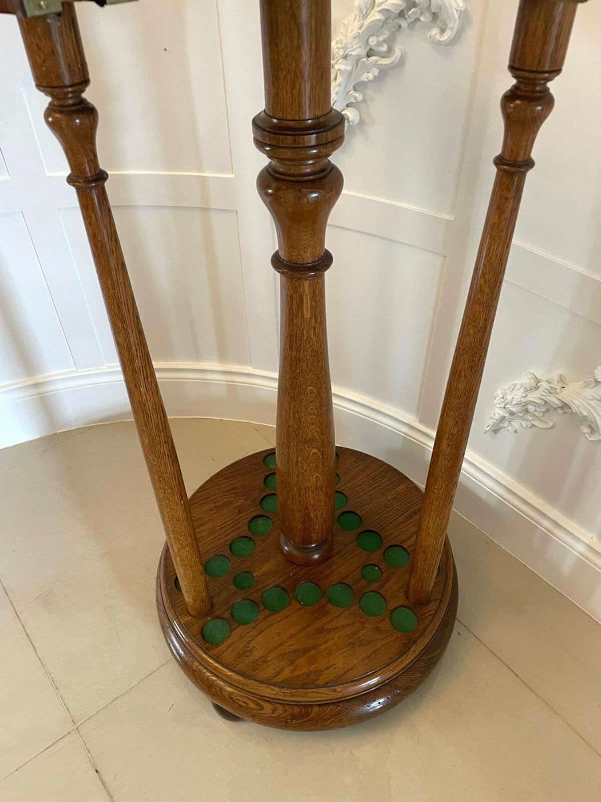 Antique Victorian Quality Oak Revolving Snooker Cue Stand 1