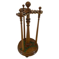 Antique Victorian Quality Oak Revolving Snooker Cue Stand