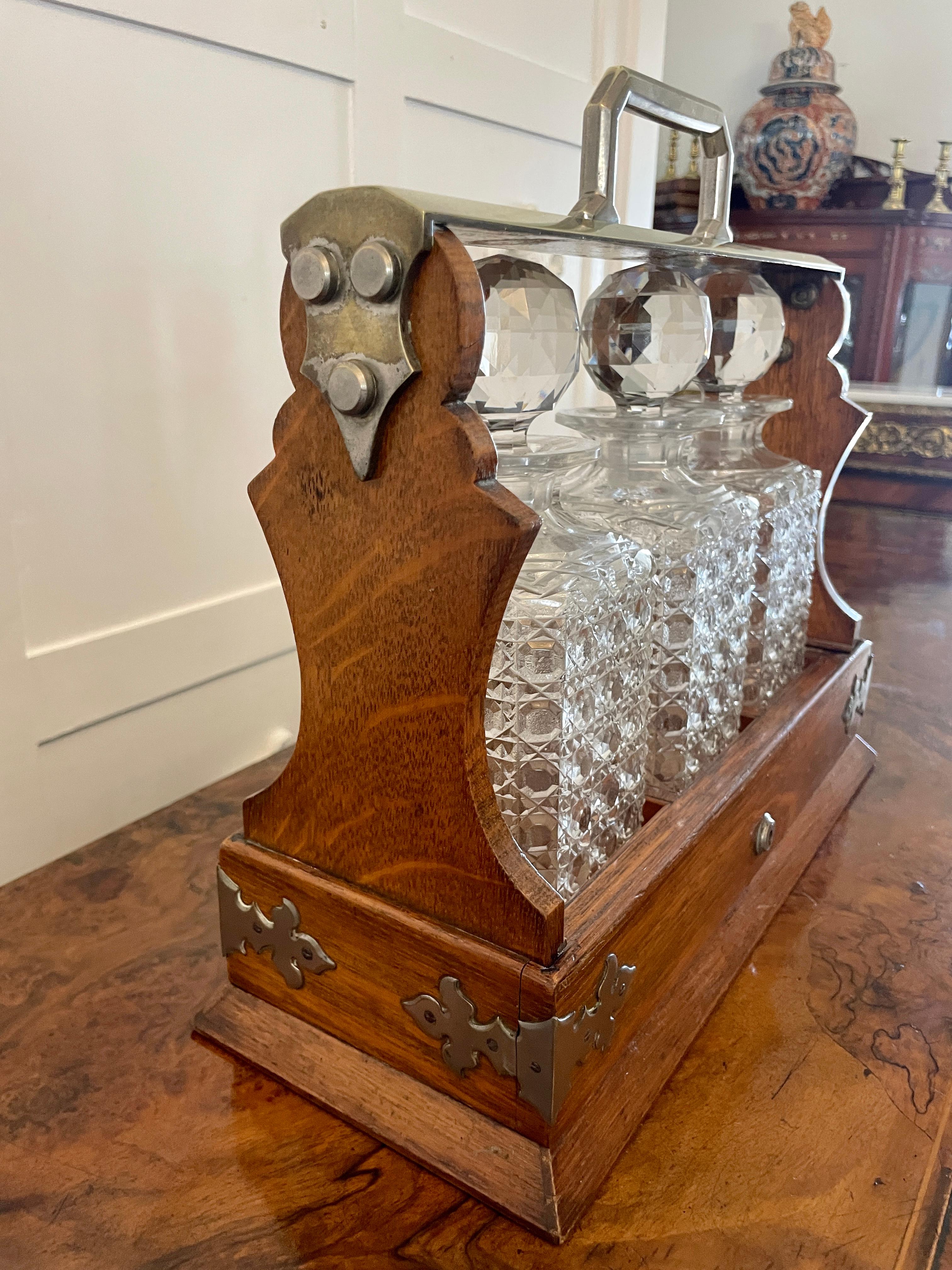 Antique Victorian Quality Oak Tantalus by Mappin & Webb 4