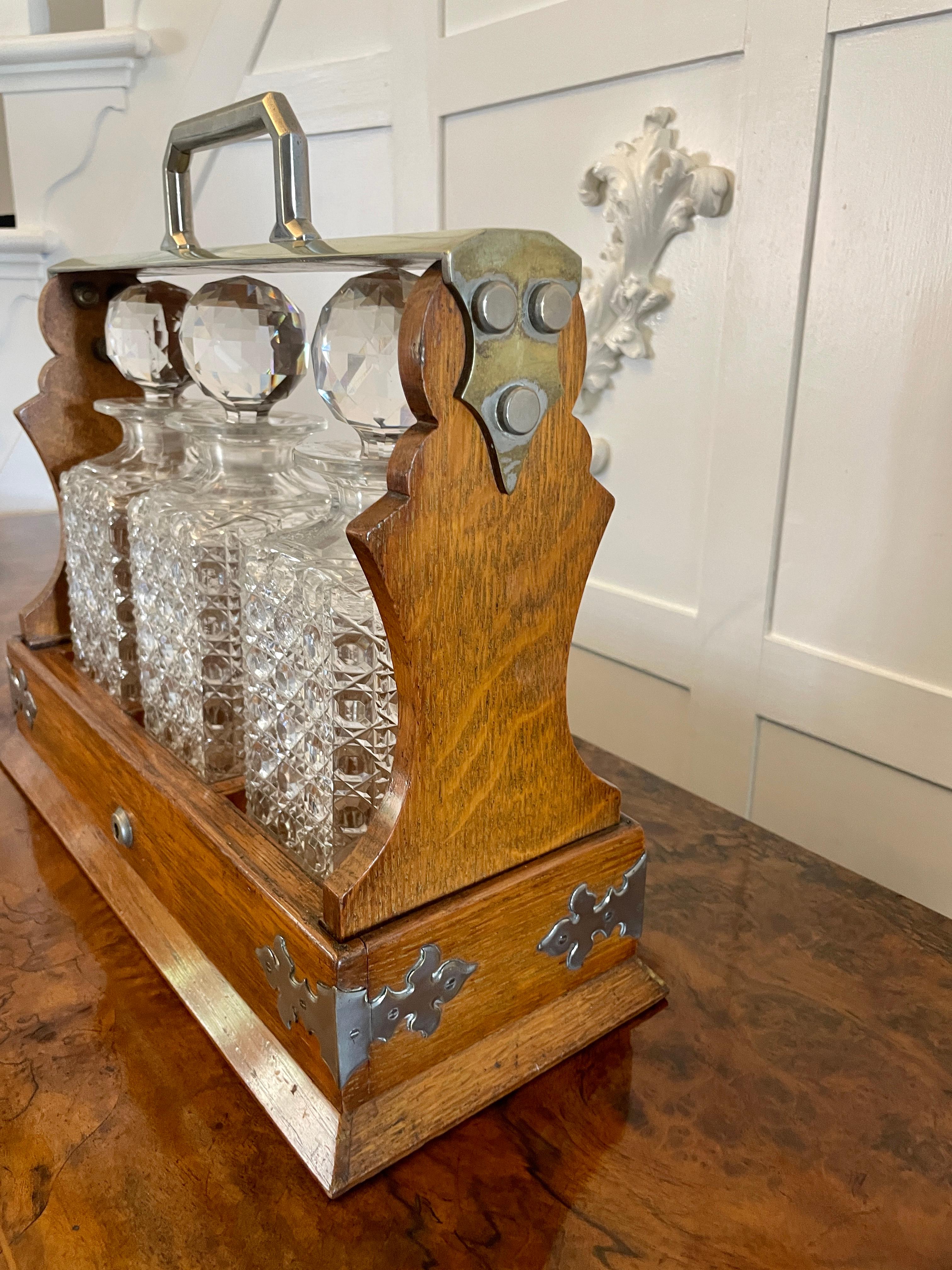 Antique Victorian Quality Oak Tantalus by Mappin & Webb 5