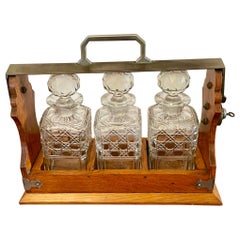 Antique Victorian Quality Oak Tantalus
