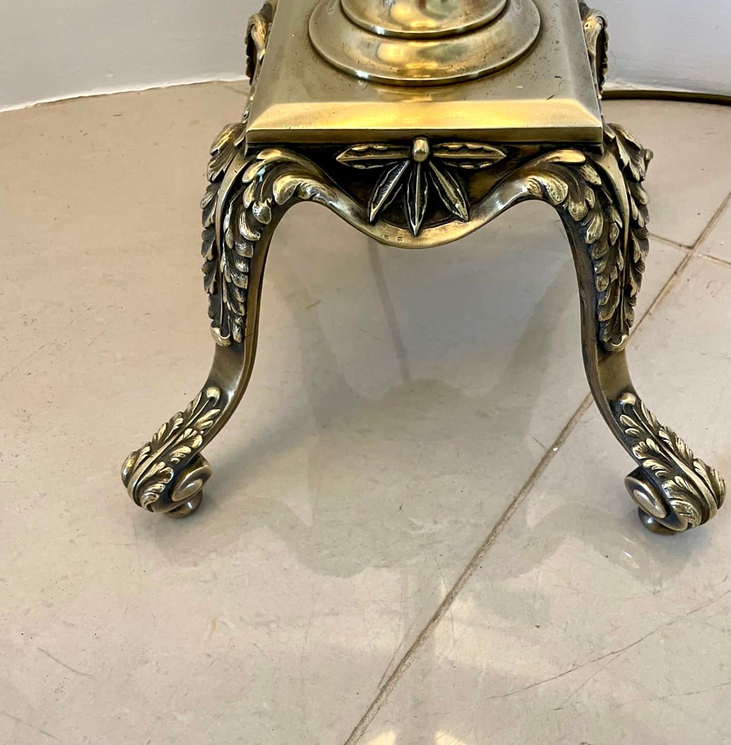 Antique Victorian Quality Ornate Brass Adjustable Floor Lamp 5
