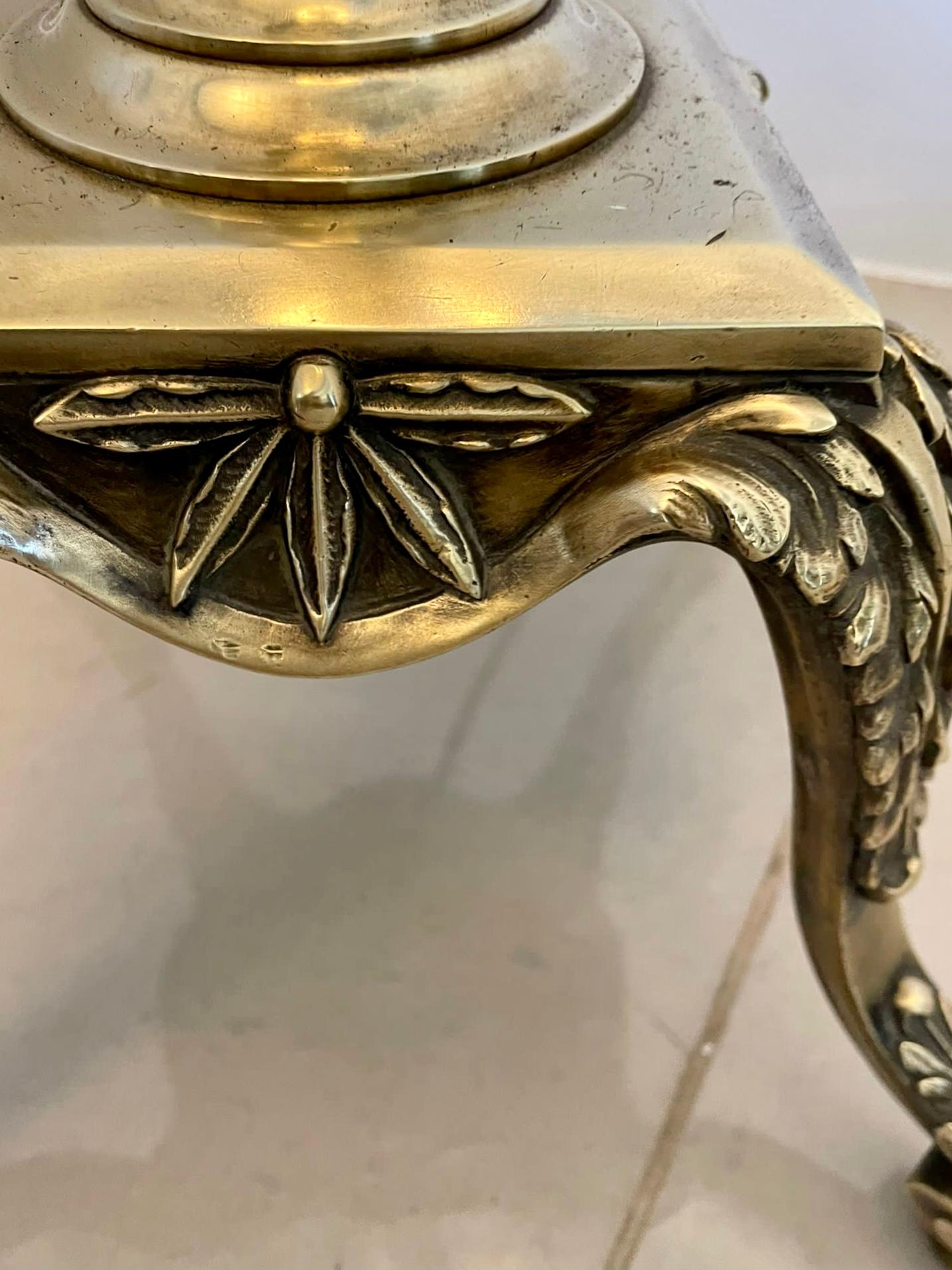 English Antique Victorian Quality Ornate Brass Adjustable Floor Lamp