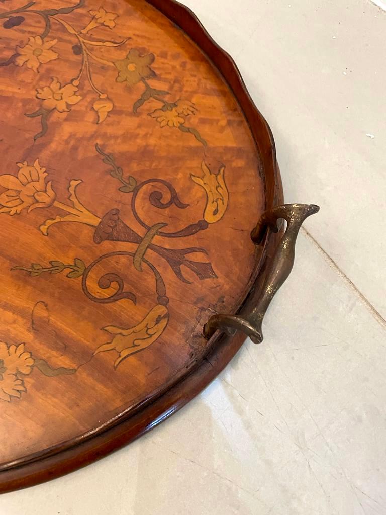 Antikes ovales Tablett mit Intarsien aus Seidenholz in viktorianischer Qualität (Viktorianisch) im Angebot