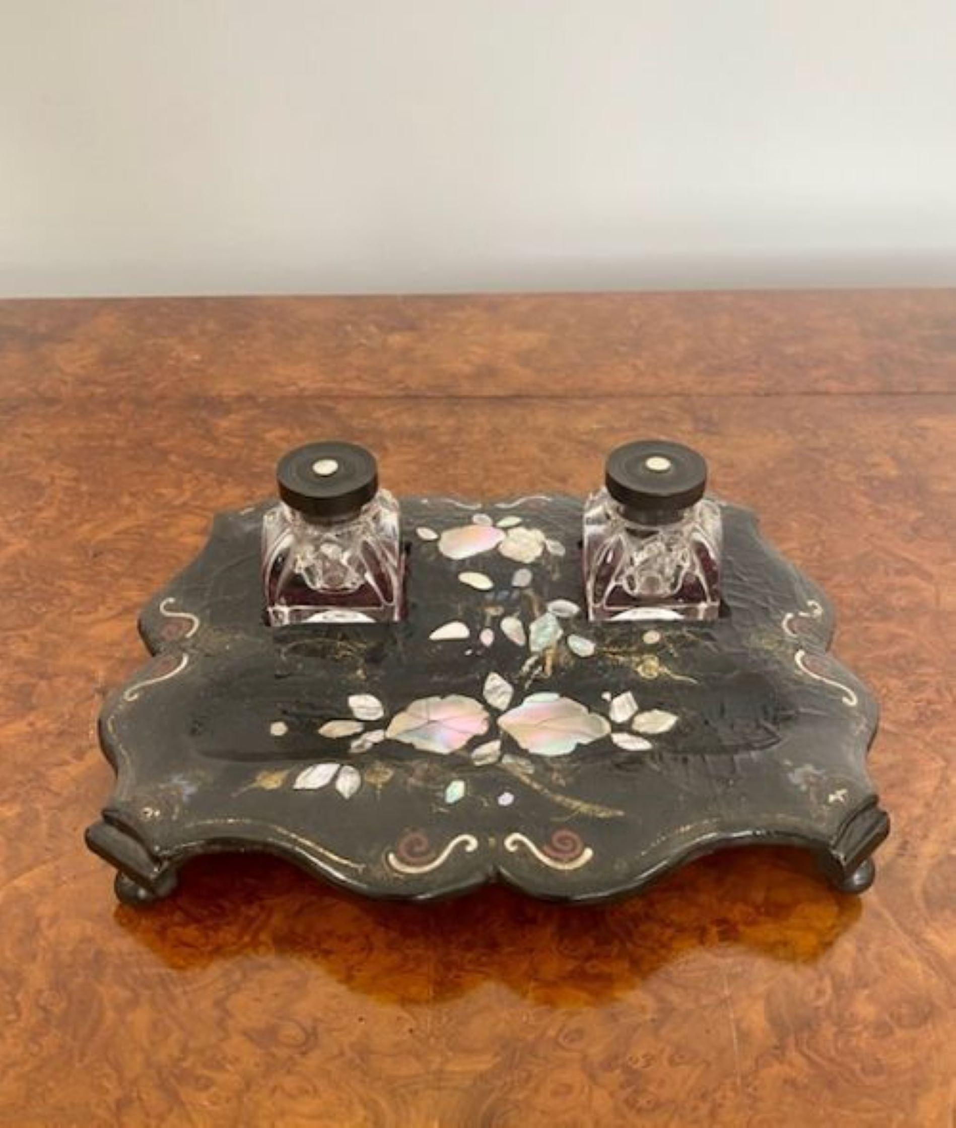 Antique Victorian Quality Papier-Mache Desk Set In Good Condition For Sale In Ipswich, GB