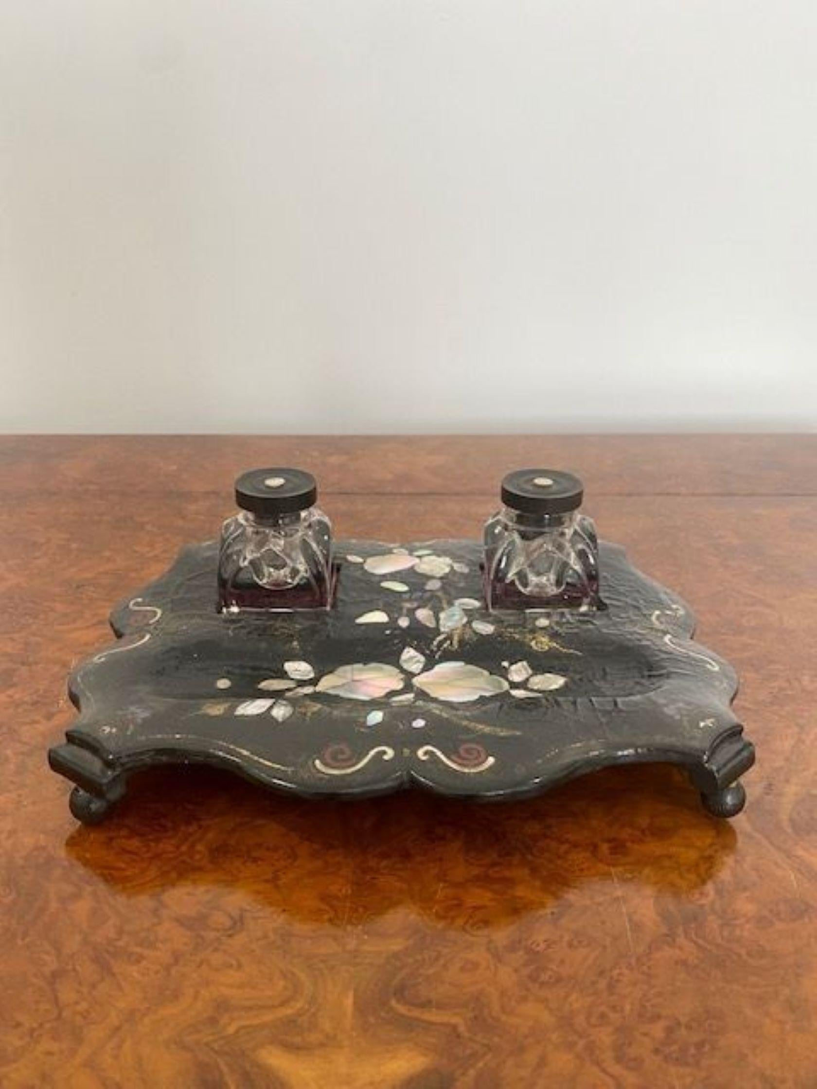 19th Century Antique Victorian Quality Papier-Mache Desk Set For Sale