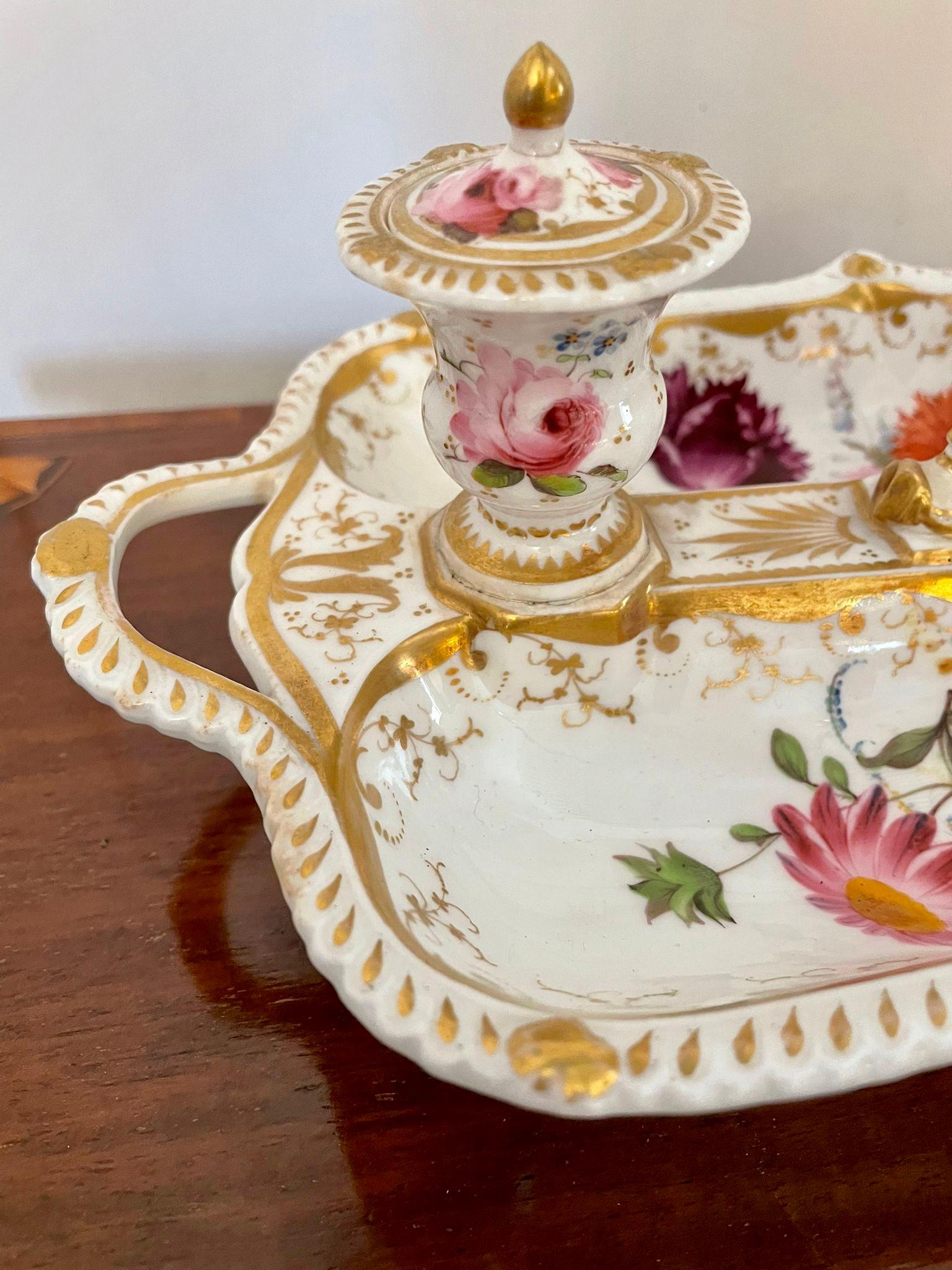 Antique Victorian Quality Porcelain Hand Painted Desk Set For Sale 5