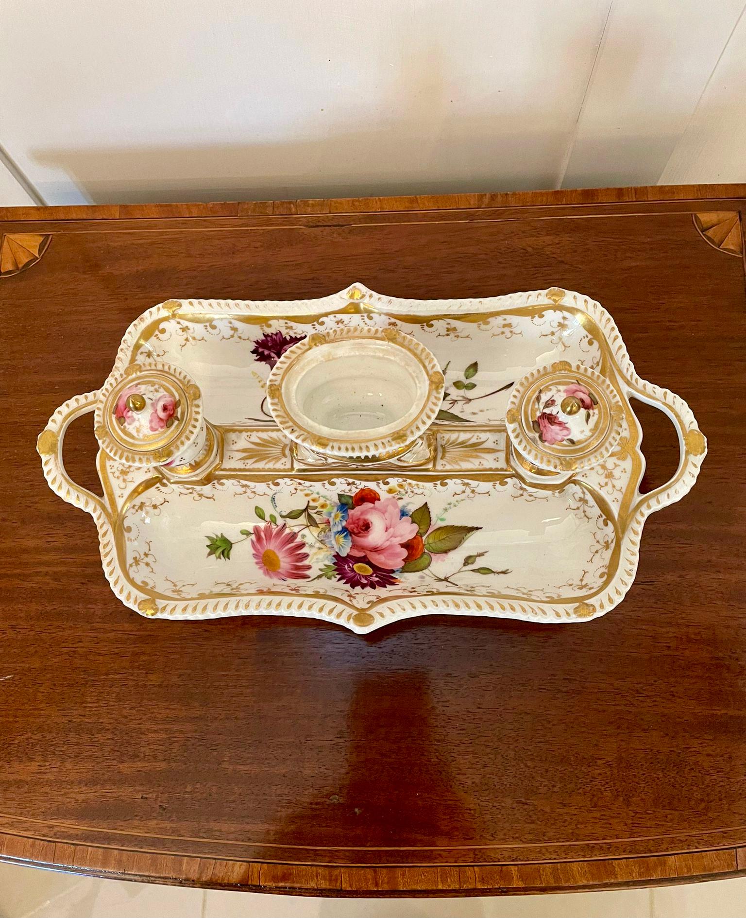Antique Victorian Quality Porcelain Hand Painted Desk Set In Good Condition For Sale In Suffolk, GB