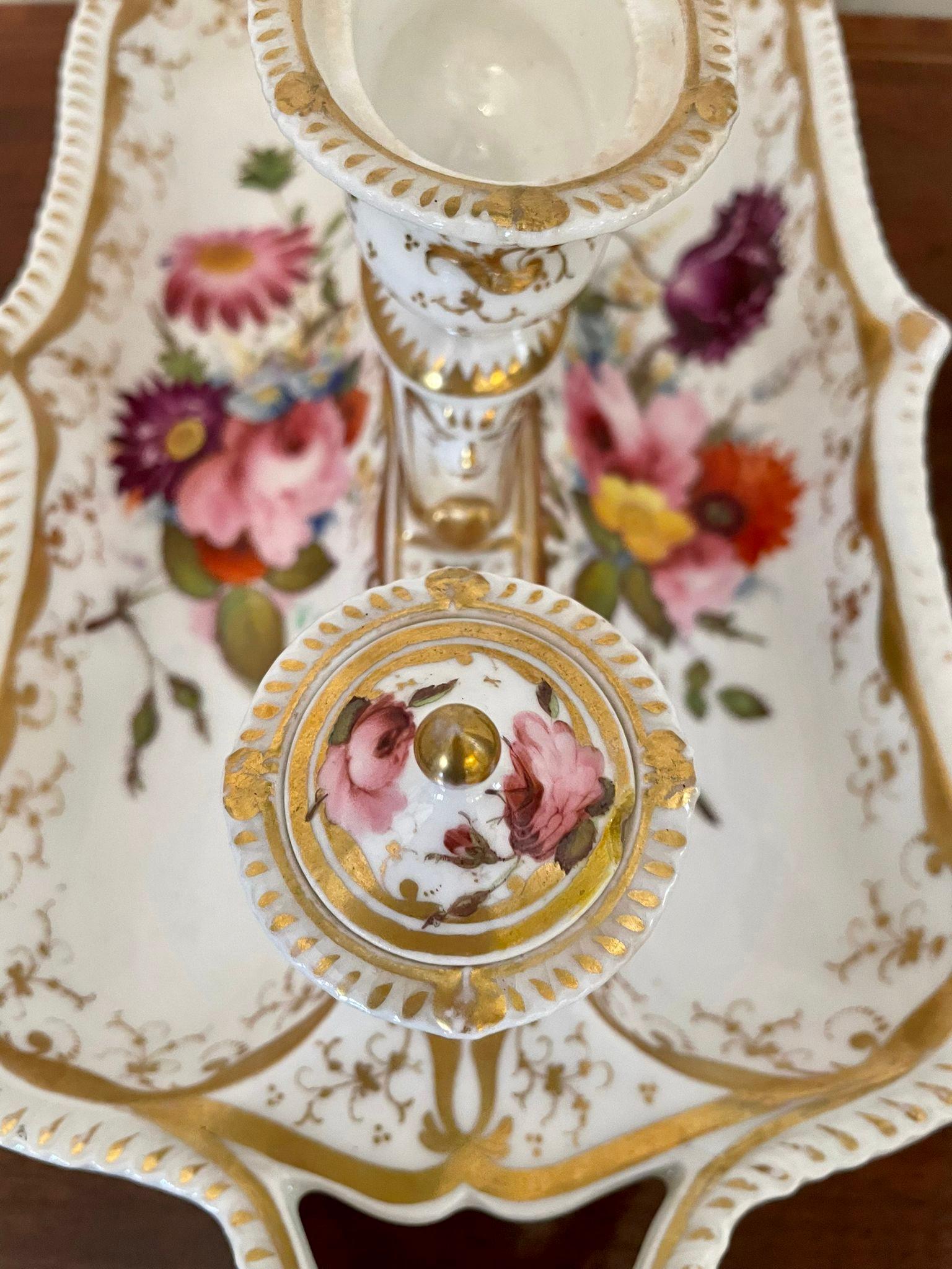 19th Century Antique Victorian Quality Porcelain Hand Painted Desk Set For Sale