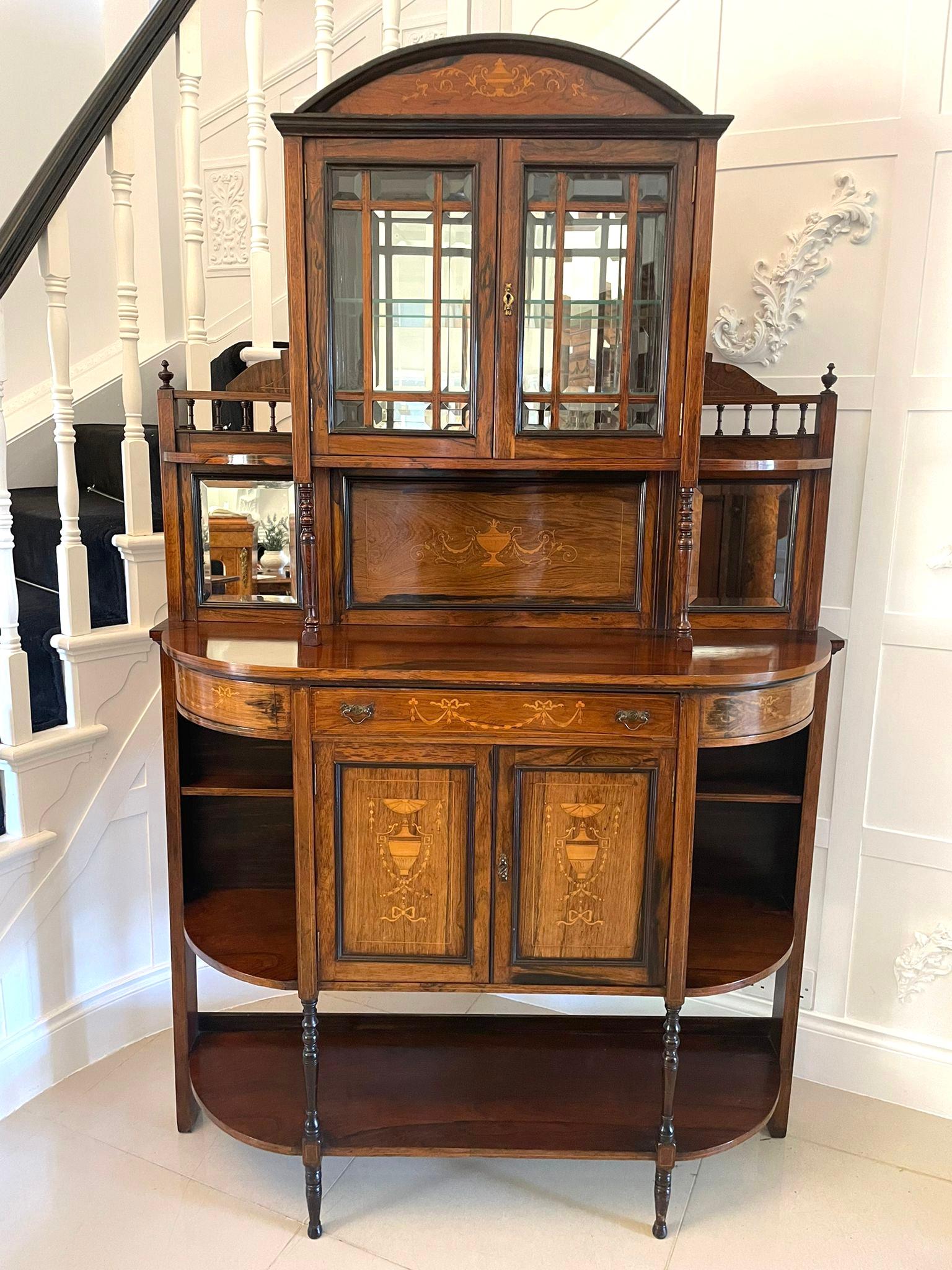 English Antique Victorian Quality Rosewood Inlaid Side Cabinet For Sale