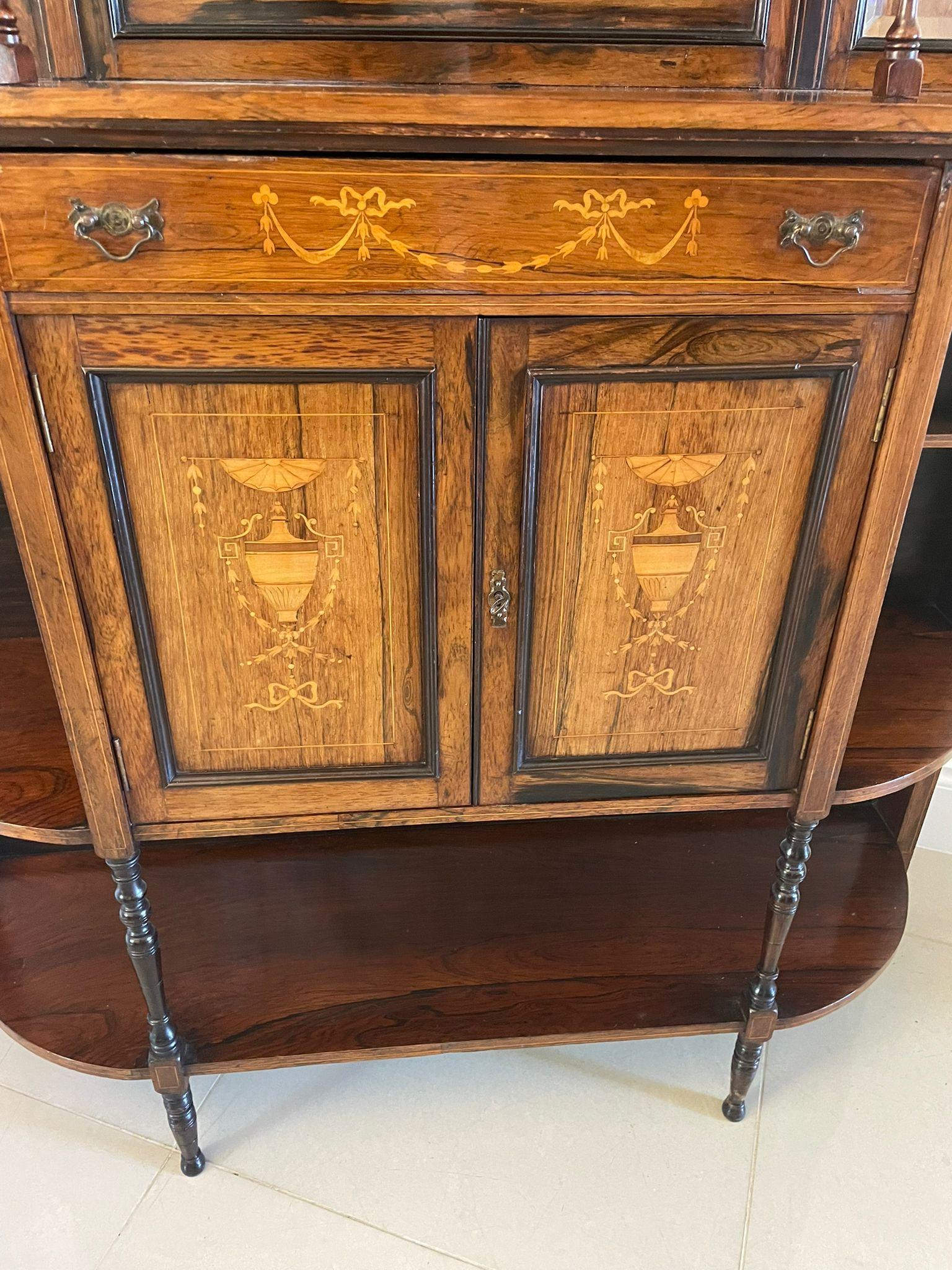 Antique Victorian Quality Rosewood Inlaid Side Cabinet In Good Condition For Sale In Suffolk, GB