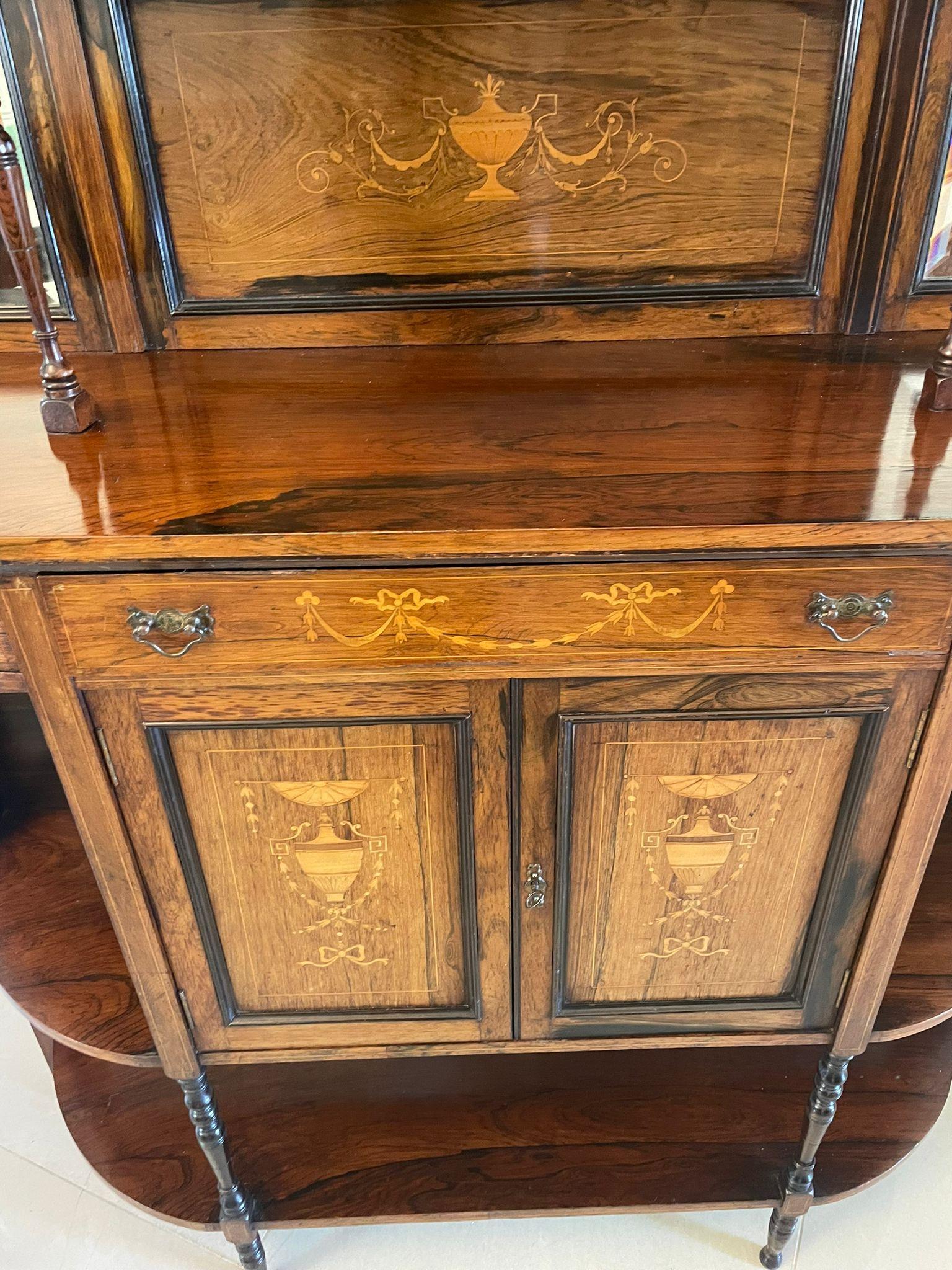 Antique Victorian Quality Rosewood Inlaid Side Cabinet For Sale 2