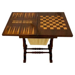 Antique Victorian Quality Rosewood Backgammon/Chess Games Table